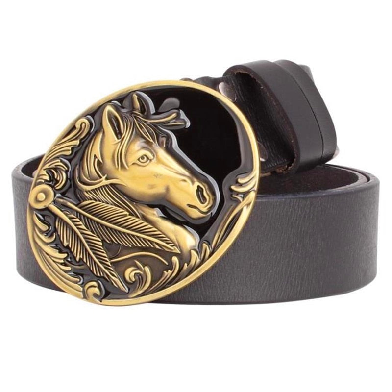 Galloping Horse Western Belt Buckle with Rope Frame, Mens Buckle