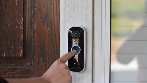 Toucan Wireless Video Doorbell on a door