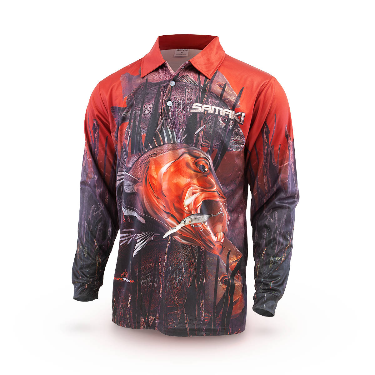 Samaki Saltwater Barra Long Sleeve Adult Fishing Shirt Size 3XL