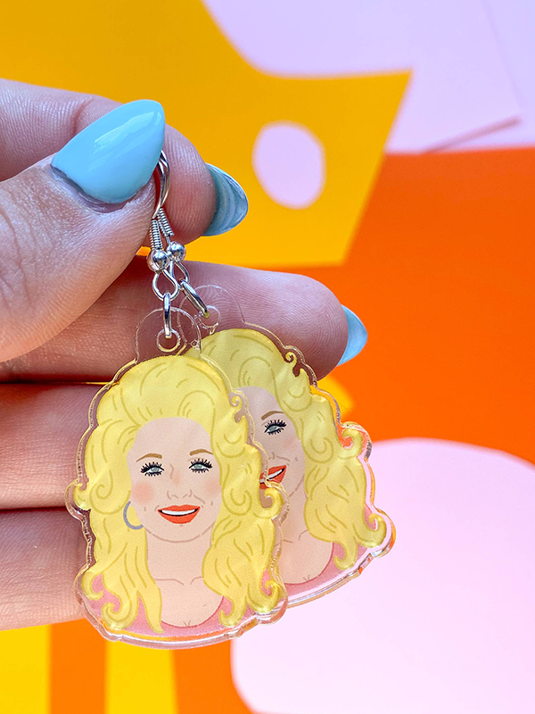 Dolly Parton Acrylic Earrings