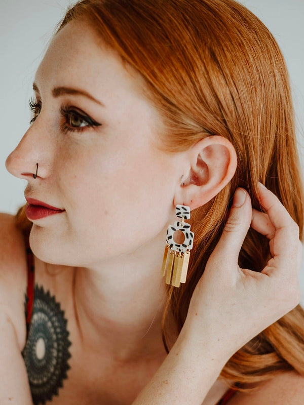 Black + White Sprinkle Tassel Earrings