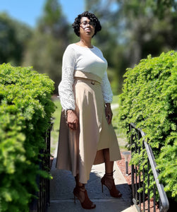 tan asymmetrical skirt