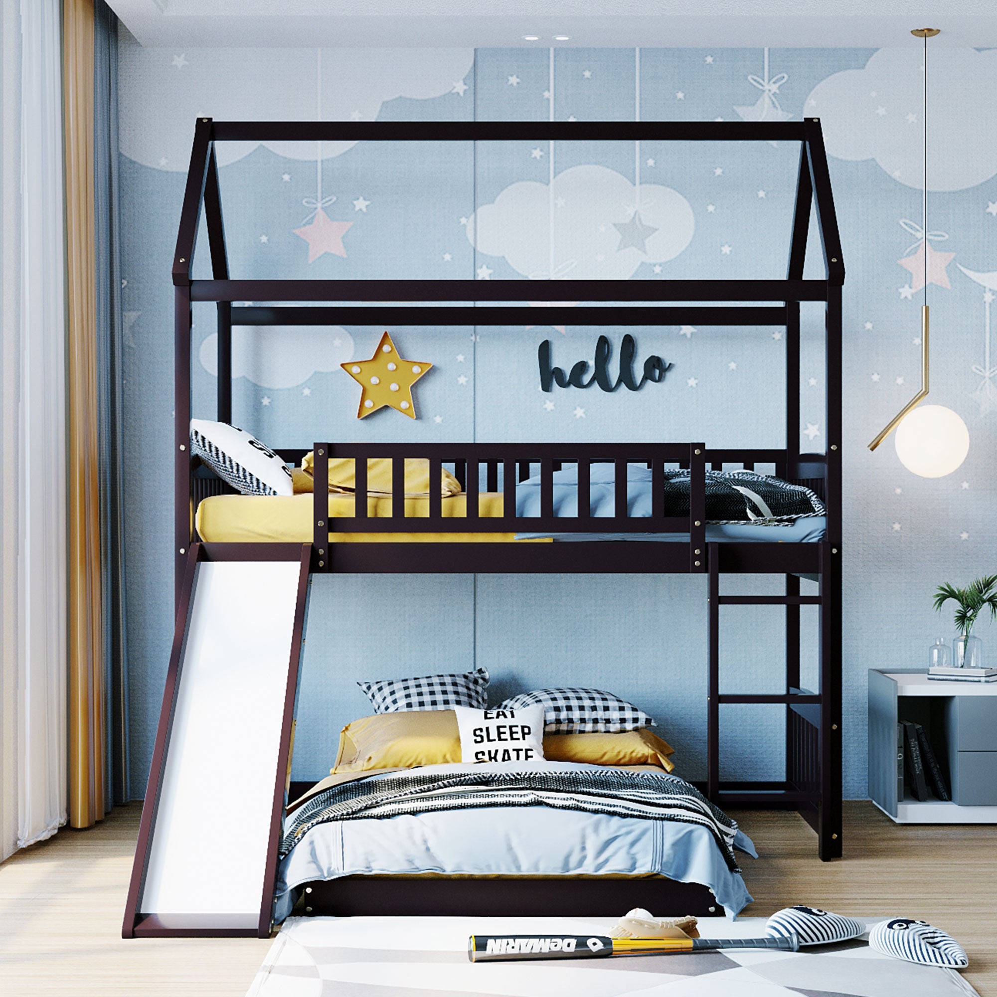 innovatie Stijgen deeltje uhomepro Low House Bunk Bed for Kids Bedroom, Twin Over Twin Bunk Bed -  Uhomepro
