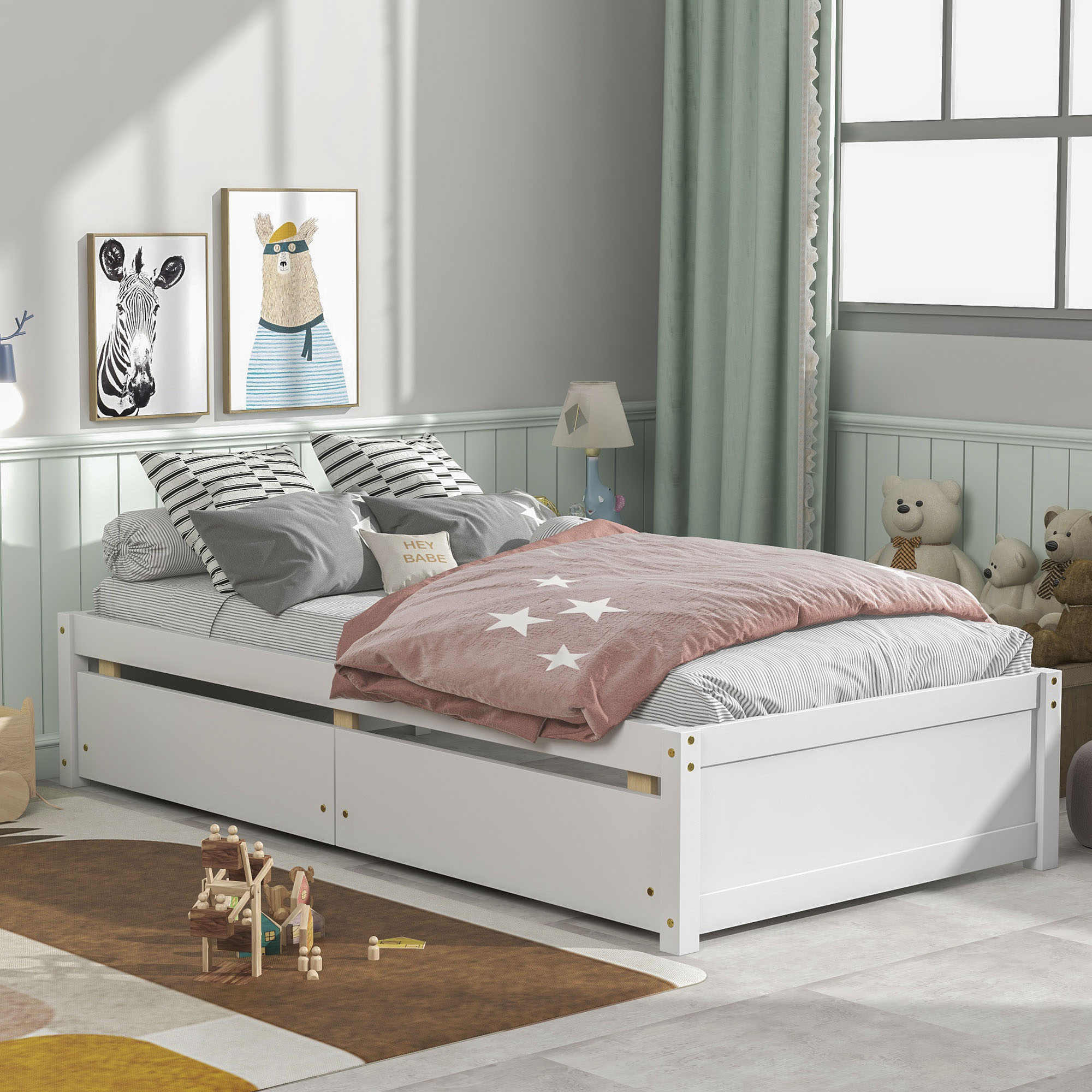 solid wood twin bed white