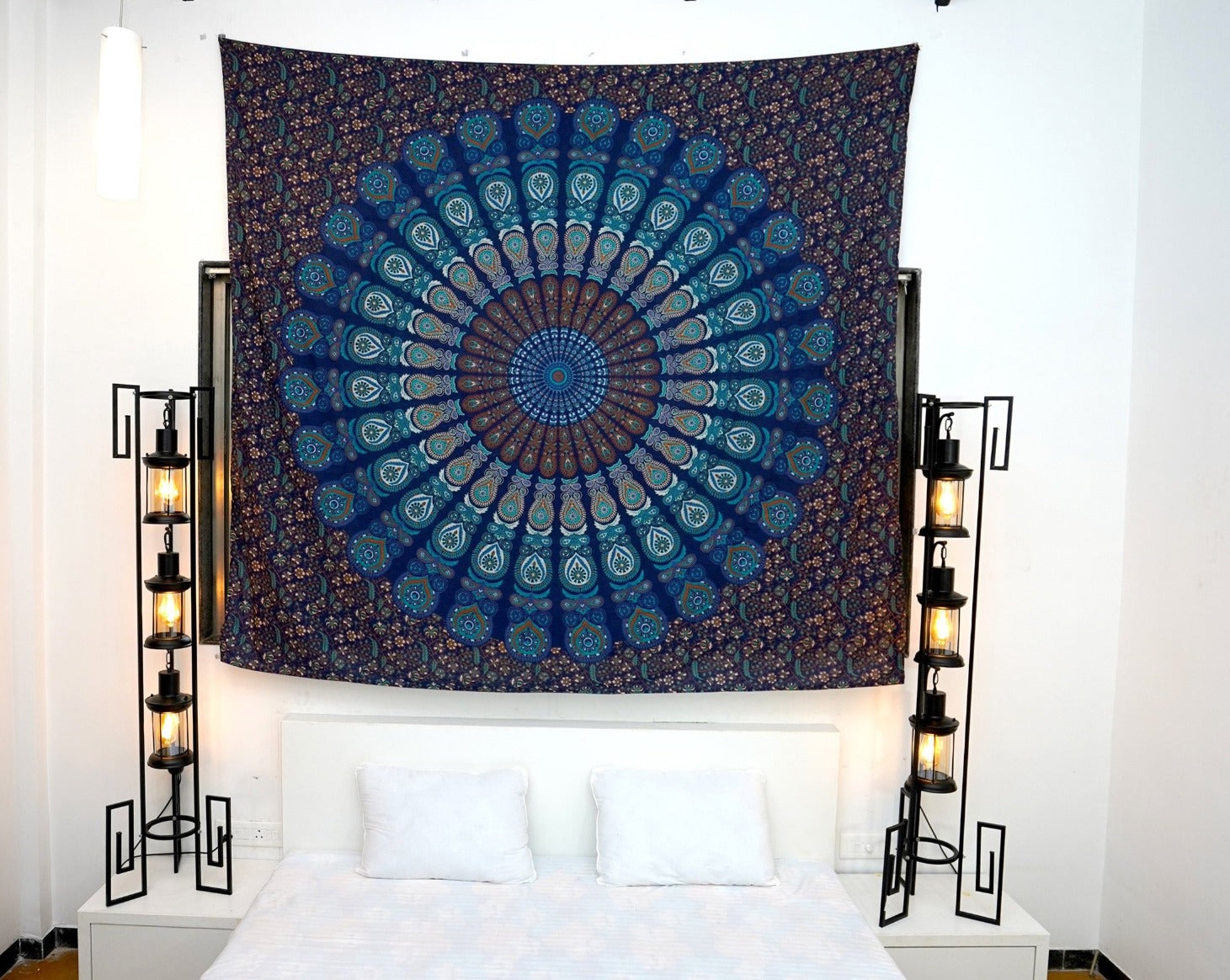 Blue Tapestry Wall Hanging Mandala Tapestries Indian Cotton Bedspread  Picnic Bedsheet Blanket Wall Art Hippie Tapestry – Marubhmi