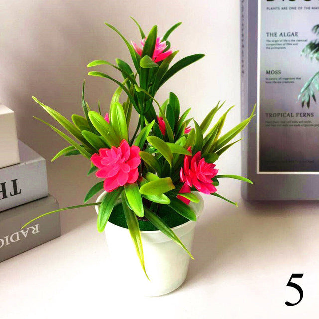 1pc Artificial Flowers In Pots Lotus Flower Potted Plant Bonsai Deskto Intedesign