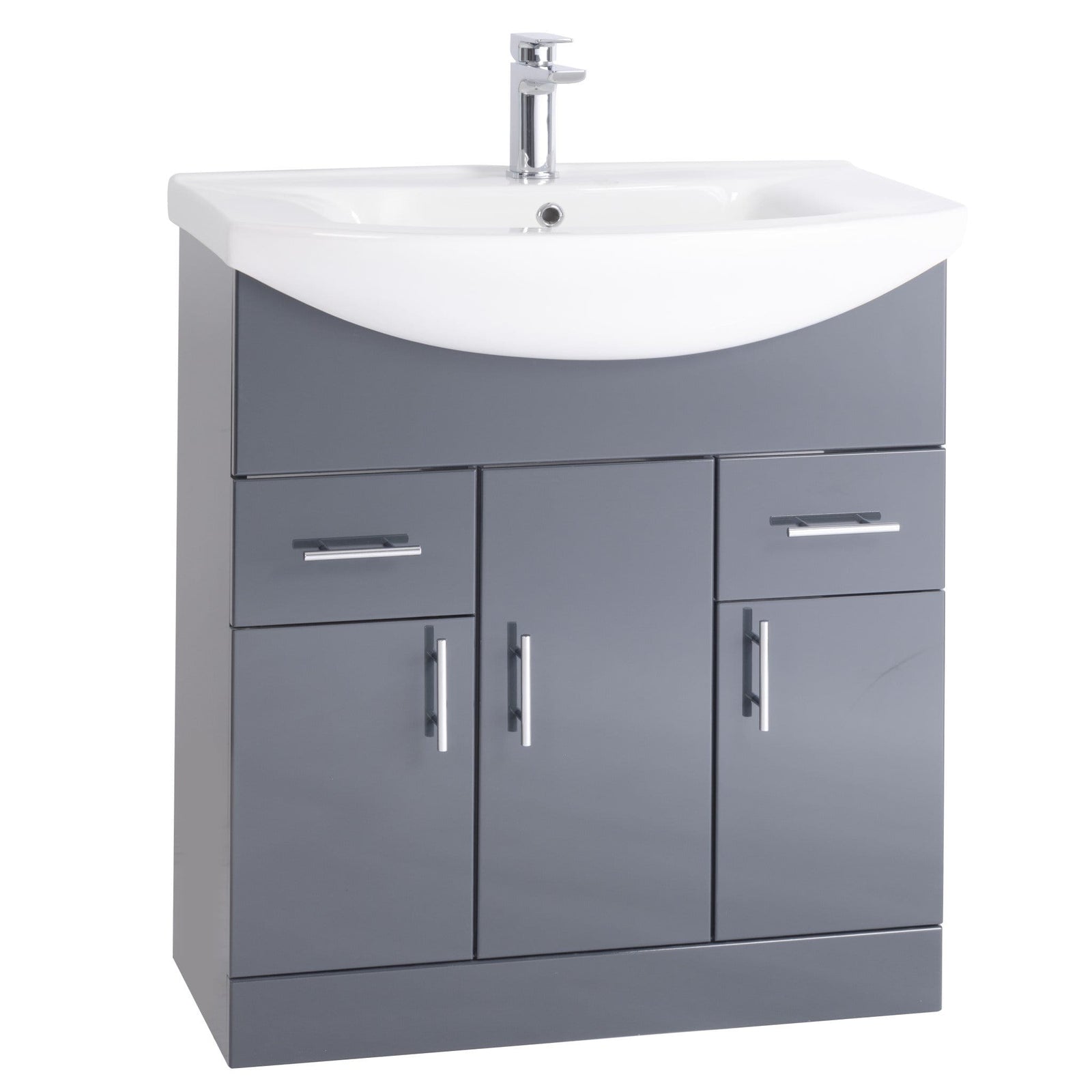 750mm Floorstanding Vanity Unit Slim Basin Grey Door Drawer Cabinet Bathroom Ebay
