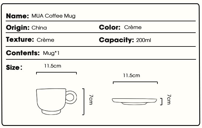 WENSHUO Egg Shape Coffee Mug, Round Teacup with Saucer, Matte  Crème, 8oz (Crème): Cup & Saucer Sets