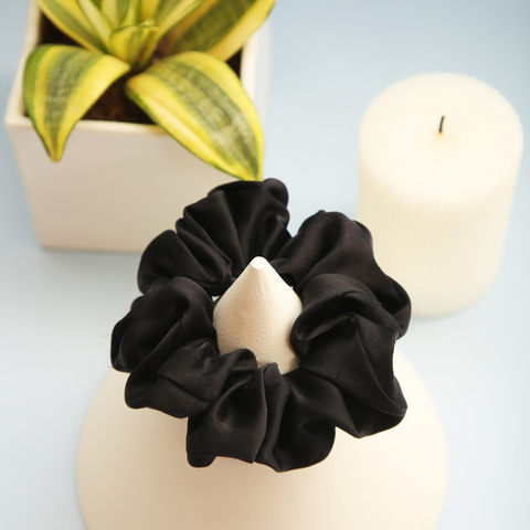 black silk scrunchie