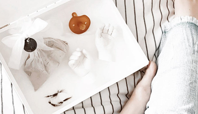 Baby box full of baby's keepsakes.