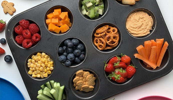 Tray full of yummy food for little fingers