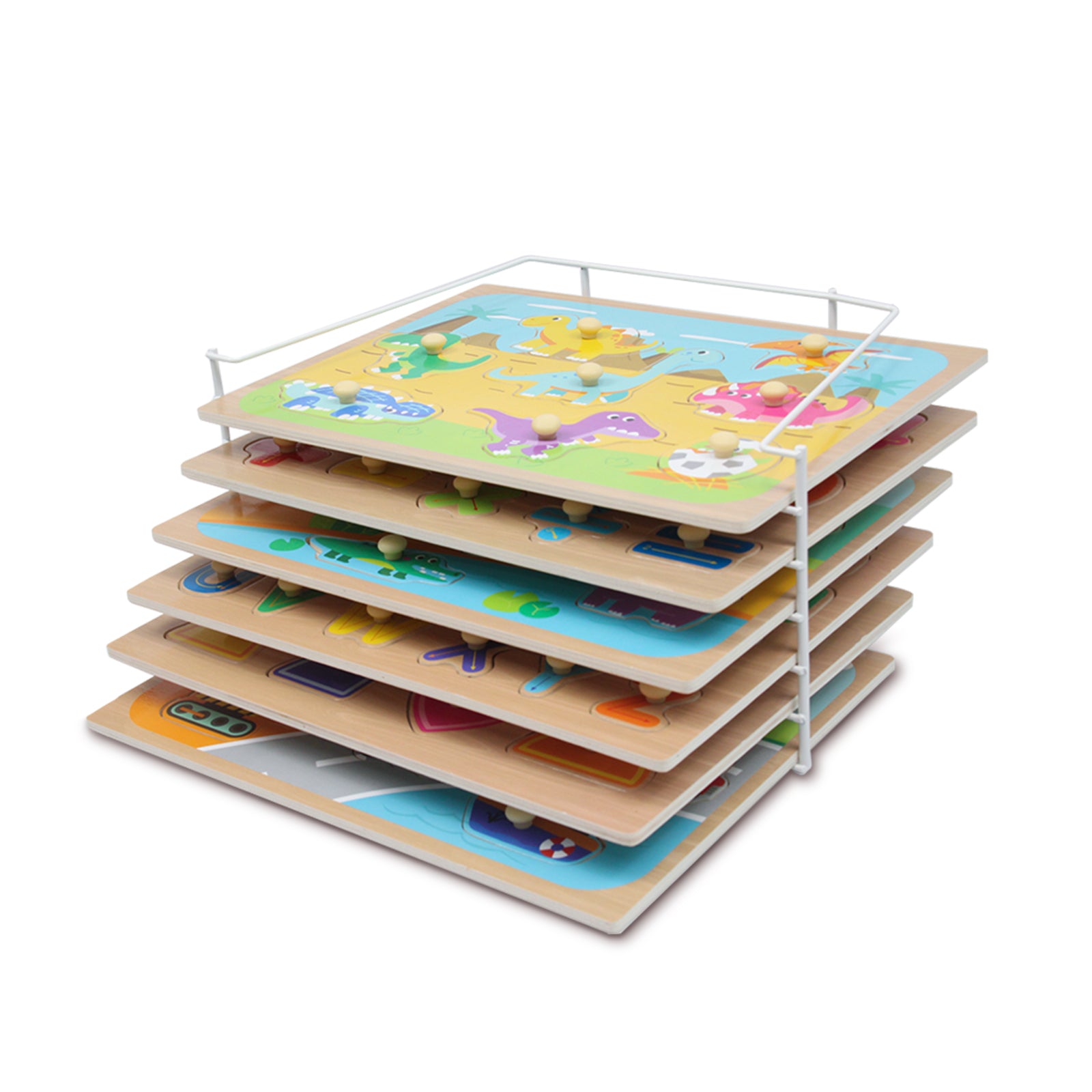 Wood City Toddler Peg Puzzles Set (4 Pcs)