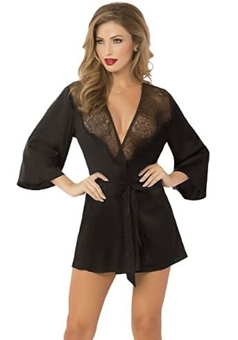 Seven Til Midnight Satin and Lace Robe