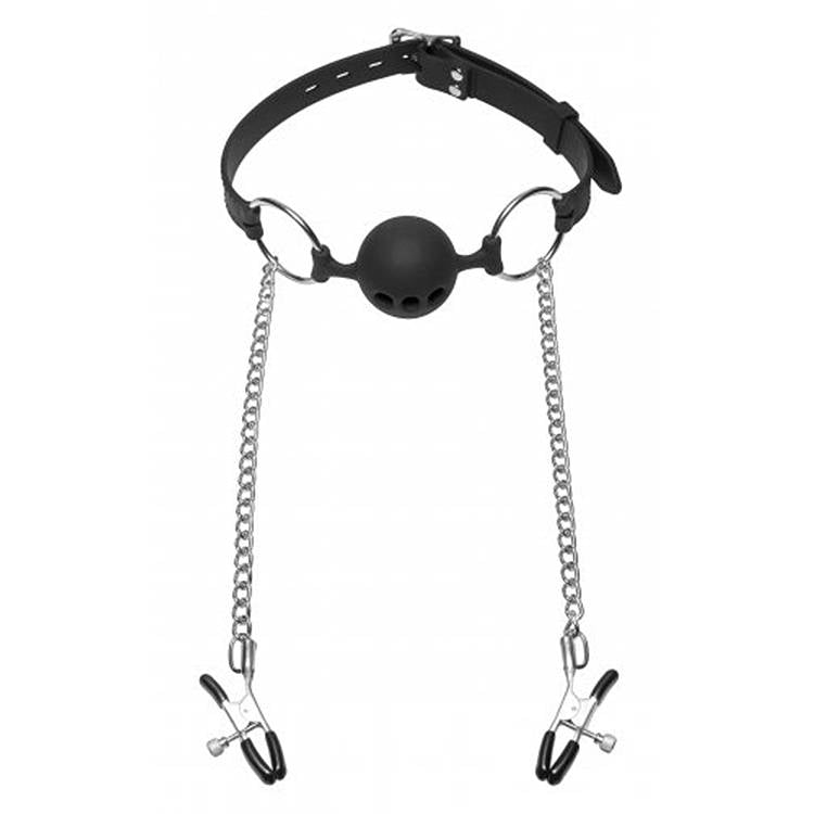 Ball Gag With Clamps Loversonline