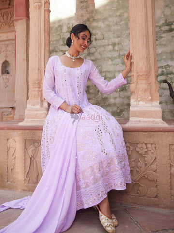 lilac chikankari anarkali