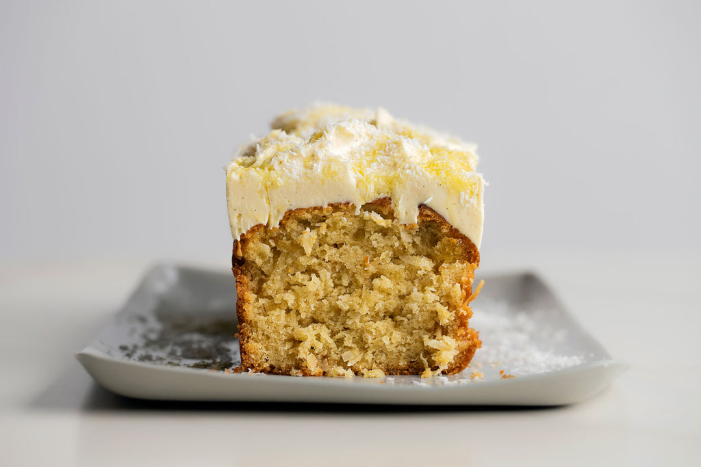 Olive Oil Coconut Cake with Olive Oil Spiked Cream  Cheese Frosting