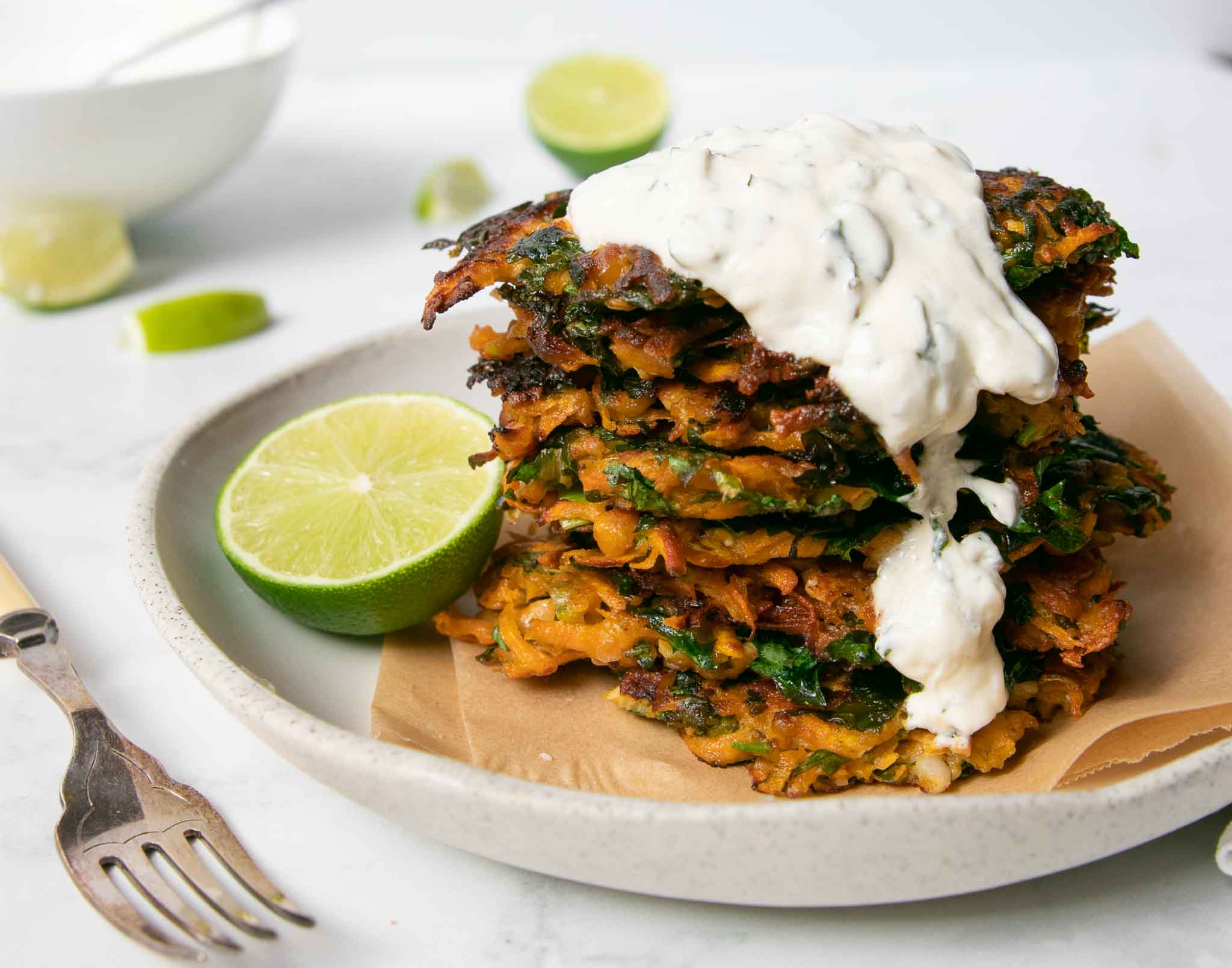 Sweet potato and chick pea fritters