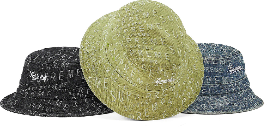 supreme jacquard logos denim hat