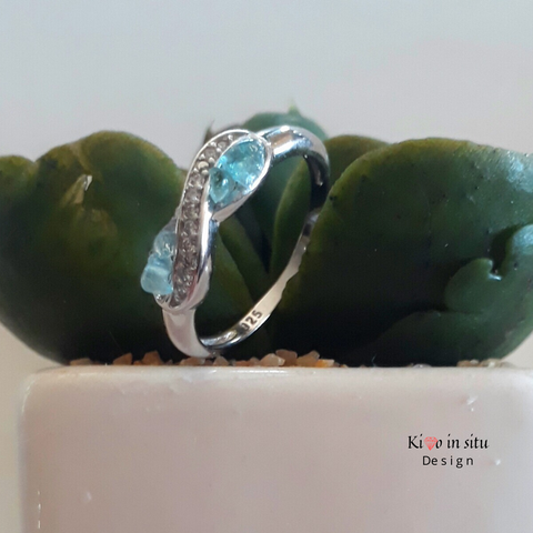 Infinity Sterling silver ring|Apatite Crystals