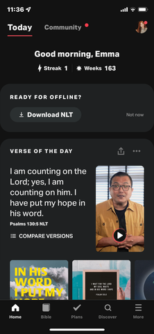 Youversion bible app home page