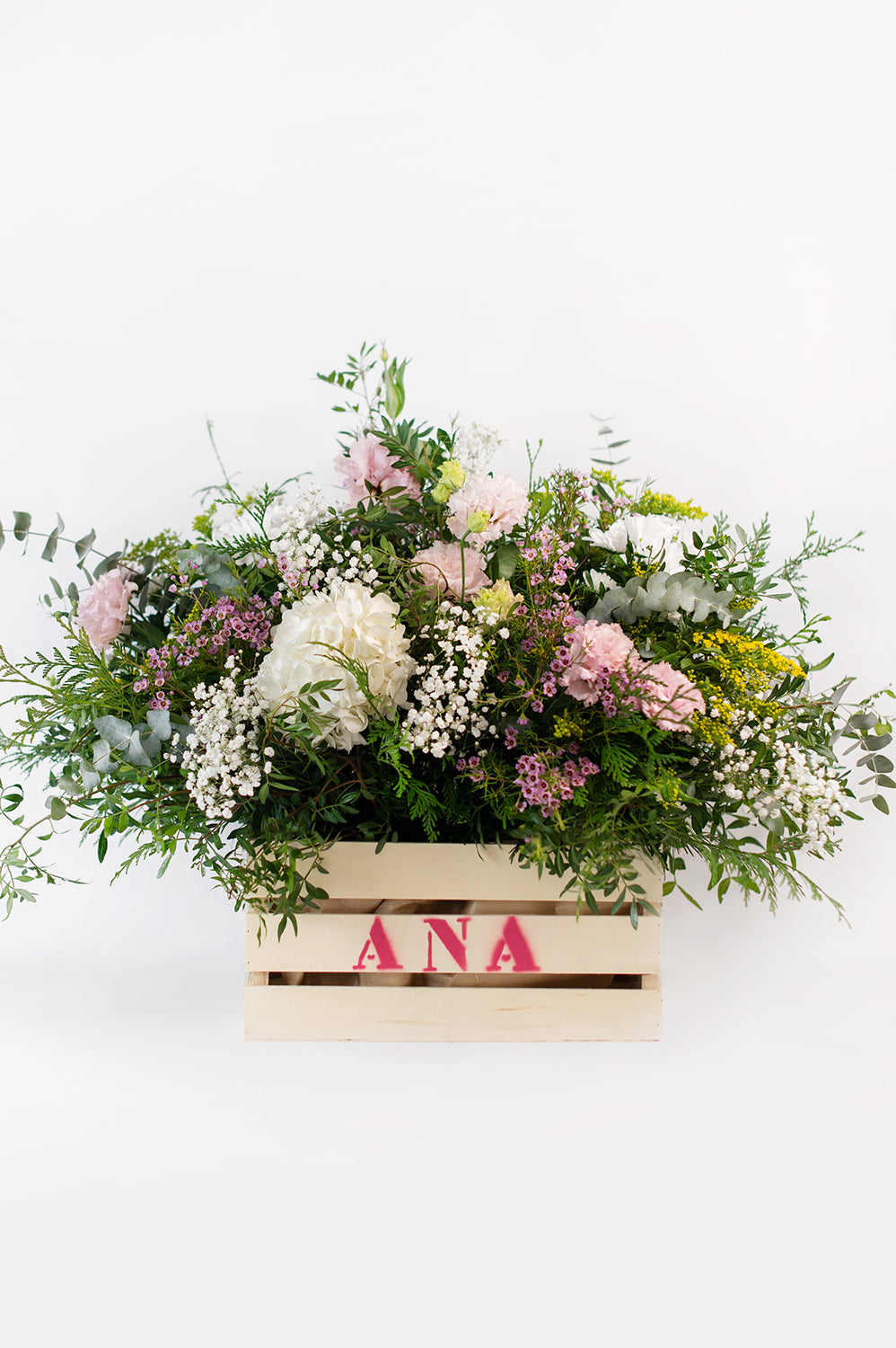 Caja personalizada con flores frescas Welcome baby