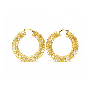 1960s Italian Filigree Gold Hoop Earrings - ROSARIA VARRA FINE JEWELRY