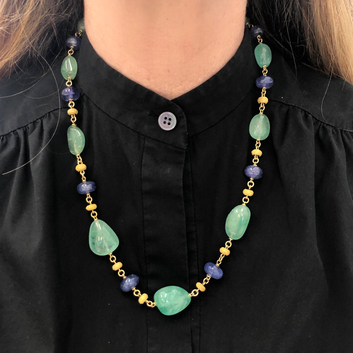 Emerald and Tanzanite Bead Necklace by Rosaria Varra in 18 Karat ...