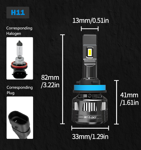 Bevinsee V45 H11/H8/H9 LED Headlight Bulbs 22000 Lumens