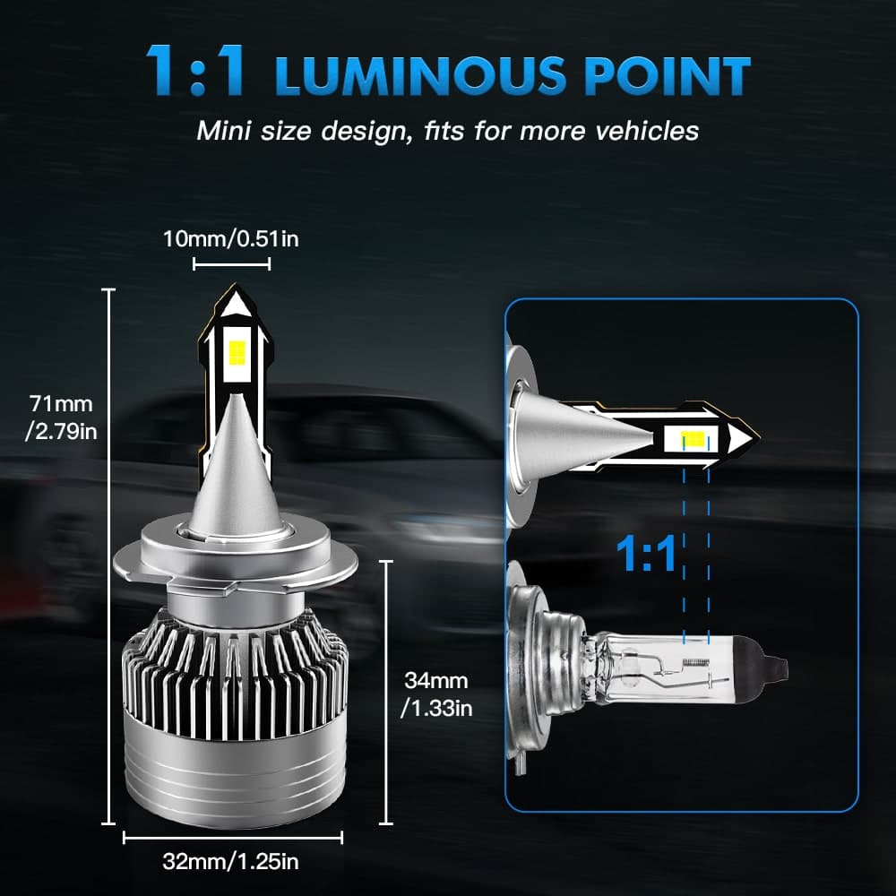 H15 LED Headlight Bulbs 70W 14000LM High Beam Daytime Running 6500K Cool  White | 2 Bulbs