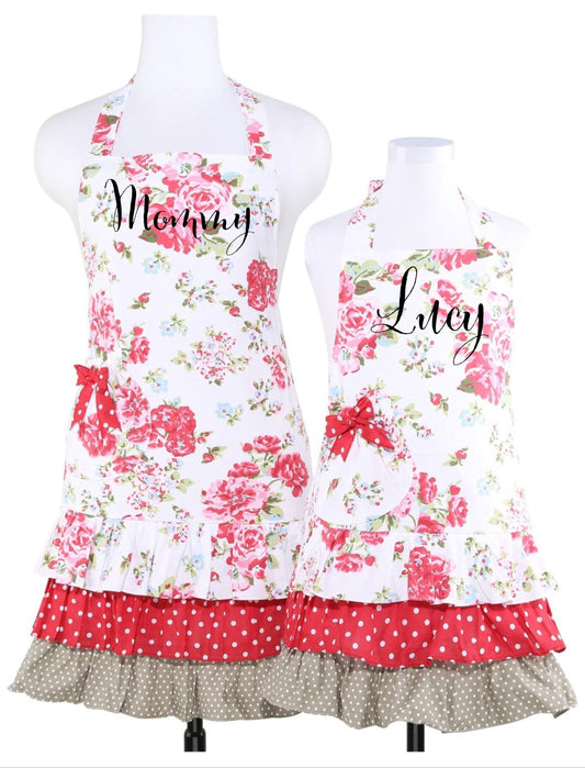 Mommy and me aprons, mom and kid cooking apron set, personalized apron –  Ruston Rose