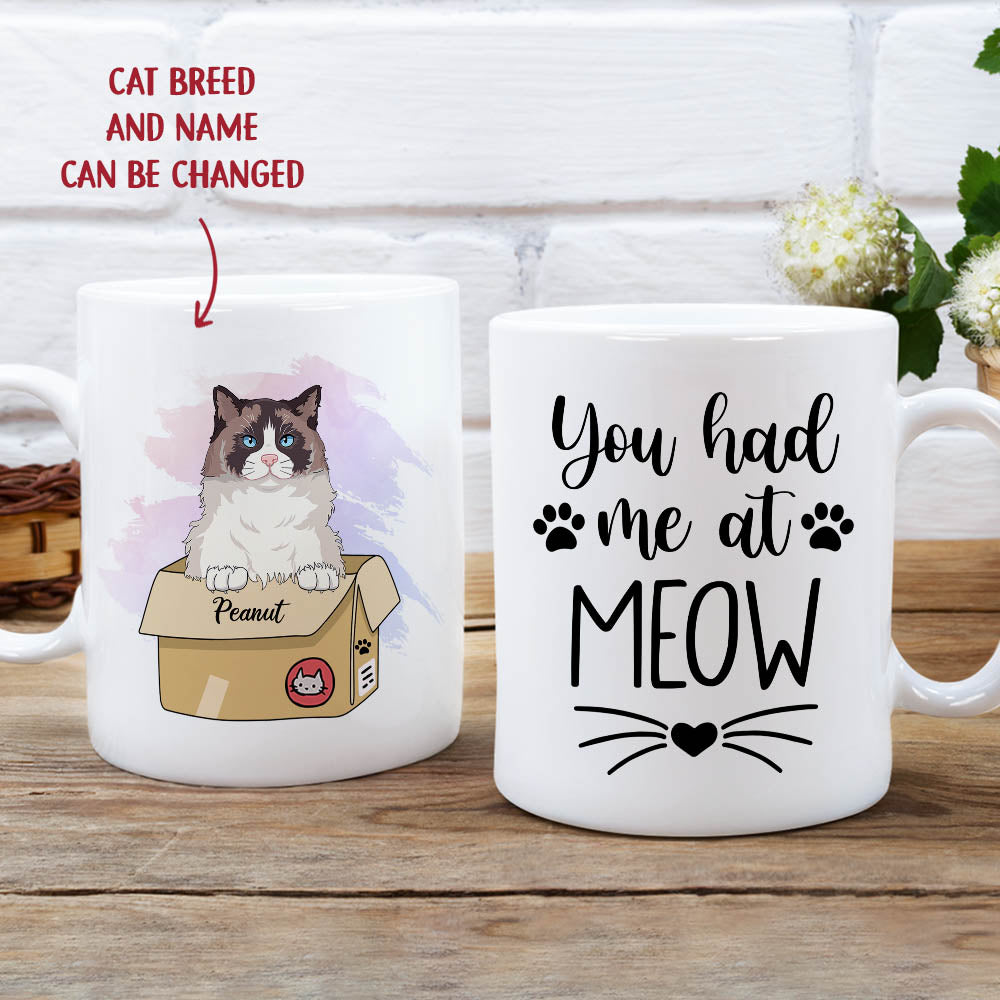 Personalized Custom Cat Coffee Mug, You Had Me At Meow