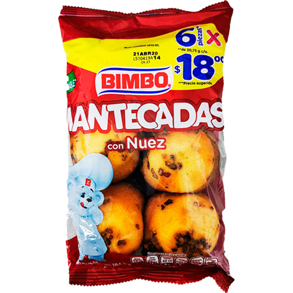 Pan Bimbo Mantecadas con Nuez 6 uni. – Súper La Violeta