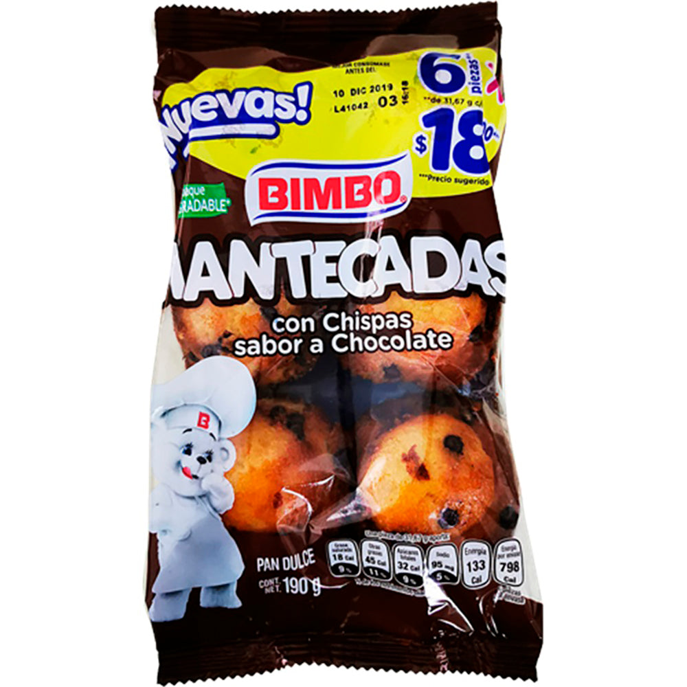 Pan Bimbo Mantecadas c/ Chispas de Chocolate 6 unidades – Súper La Violeta