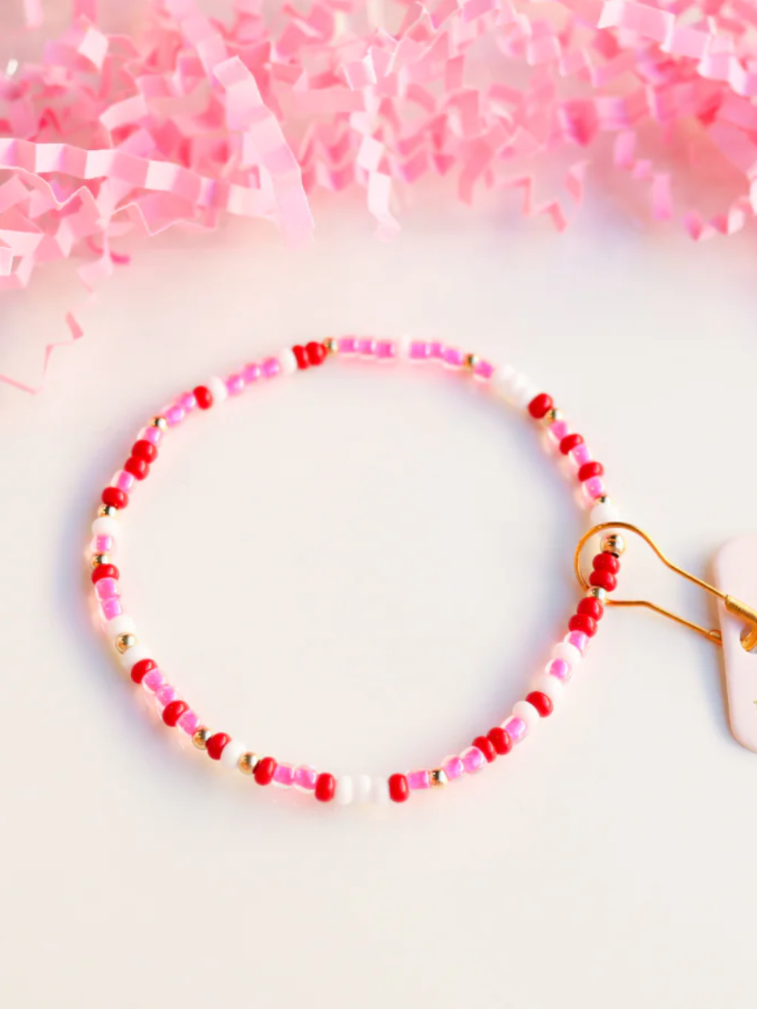 Red Pink & White Sprinkle Bracelet