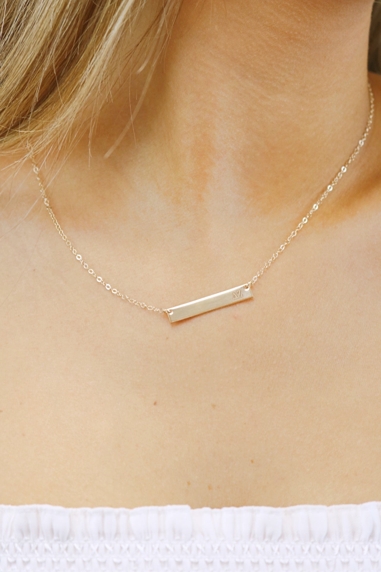 Gold Bar Sorority Letter Necklace - Sabi Boutique product image