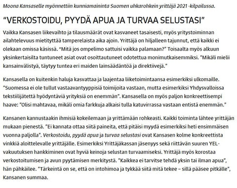 moona-kansanen-pieceofjeans-suomen-uhkarohkein-yrittäjä-yrittäjäkassa-ympäristövaikuttaja-kunniamaininta-ekologiset-vastuulliset-tilkku-pala-ruudulliset-farkut-housut-tamperelainen-brändi.