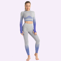 LANTECH Women Yoga Sets Gym Fitness Athletic 2 Pcs Sports Suits Set Nav Image 8