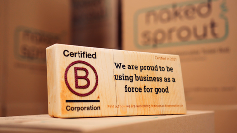 B Corp wooden plaque