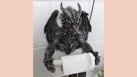 A fierce dragon toilet roll holder
