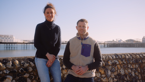 Naked Sprout founders Leila and Tom on Brighton beach