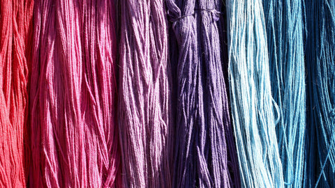 cotton yarn dyed in red and blue
