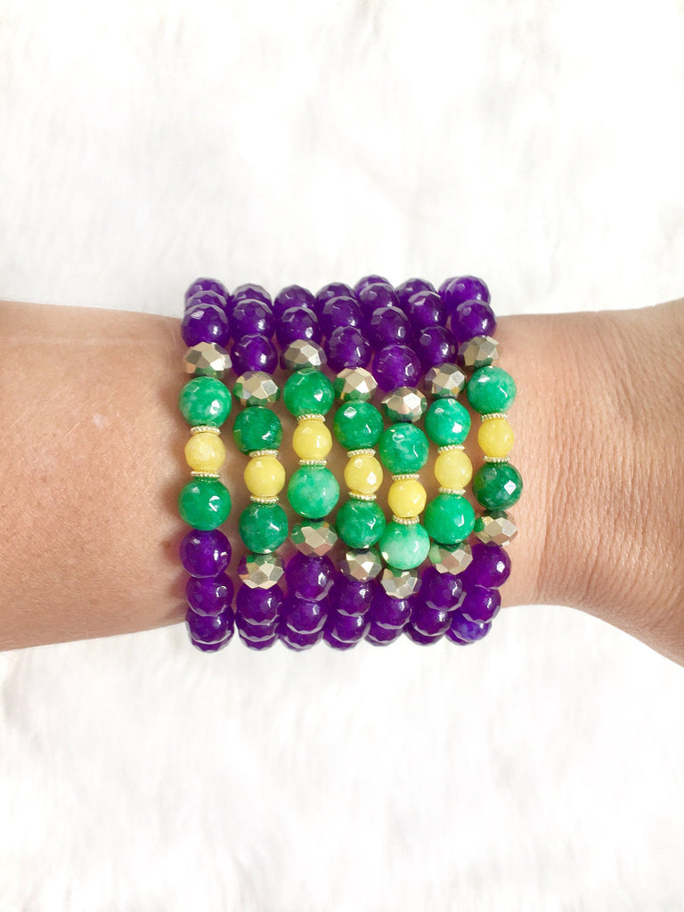 Mardi Gras bracelet with Purple and Gold Swarovski Crystals