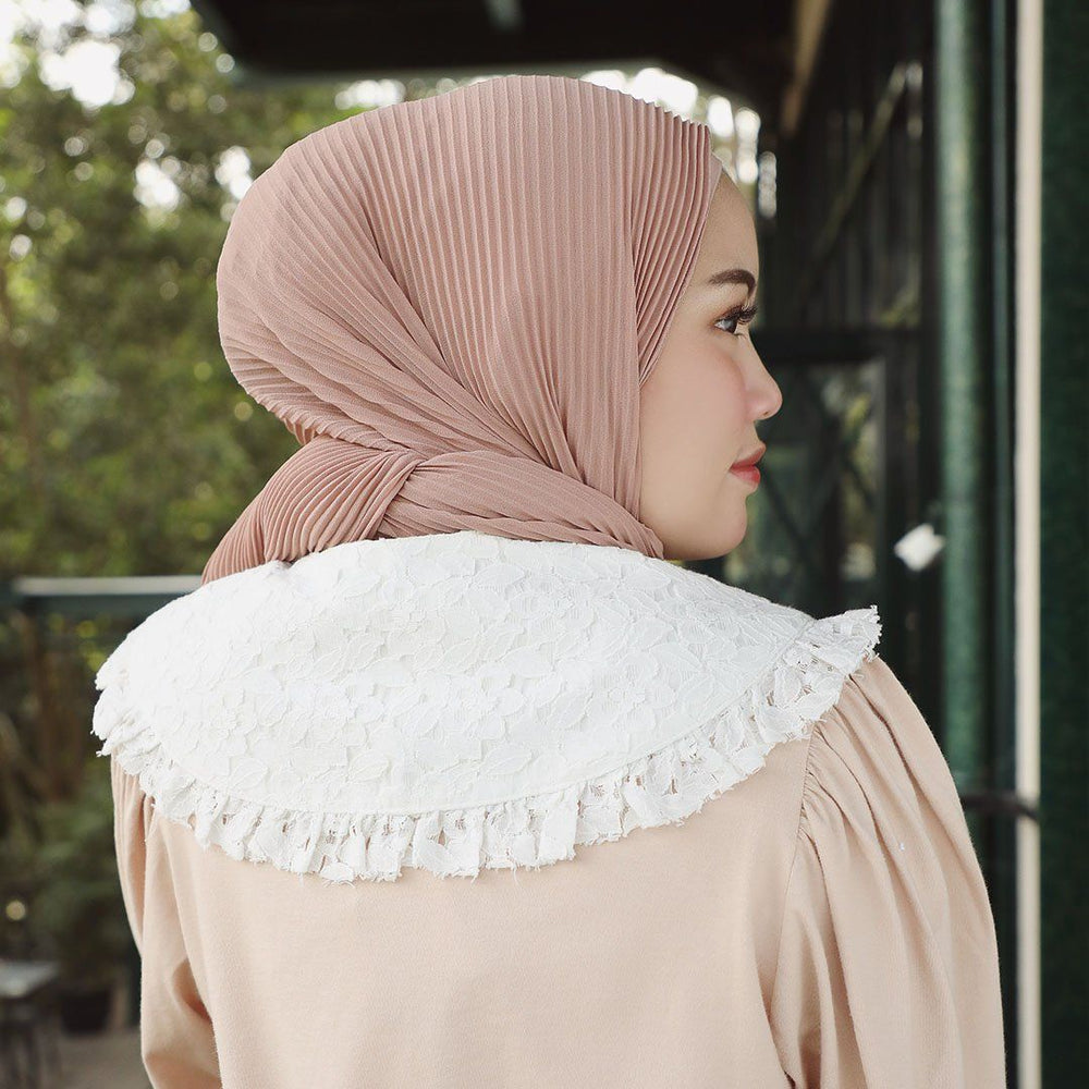 Mohana Broken White Collar HijabChic Kerah Fake Detachable Wanita Tunik Atasan Dress HijabChic
