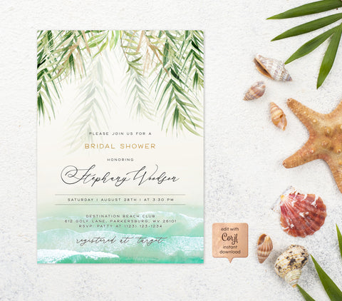 Beach bridal shower invitation