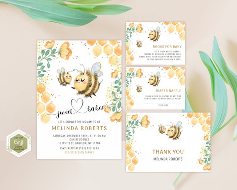 Baby Bee Baby Shower Stationery