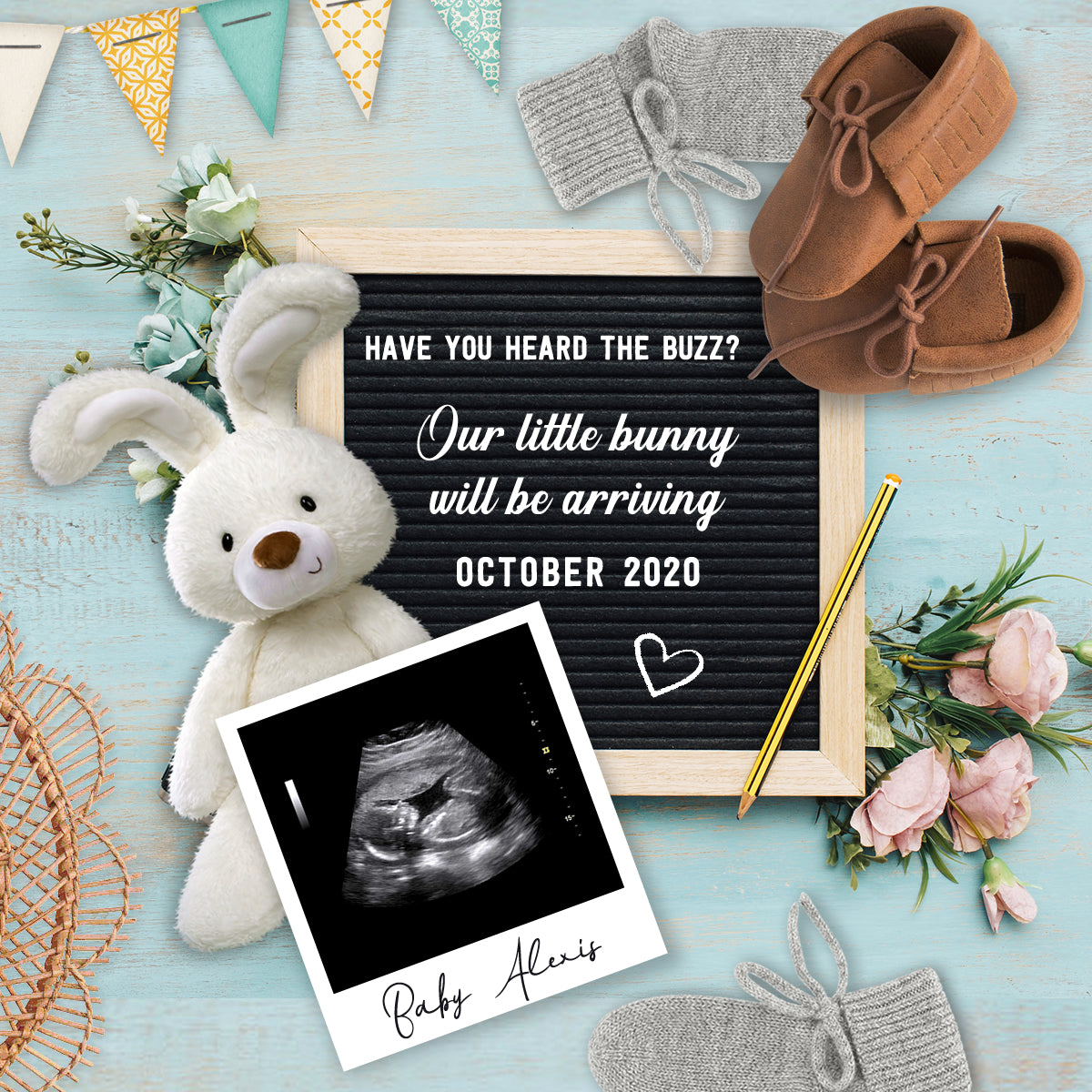 Gender Neutral Pregnancy Announcement For Social Media Editable Templ Partyrainbow