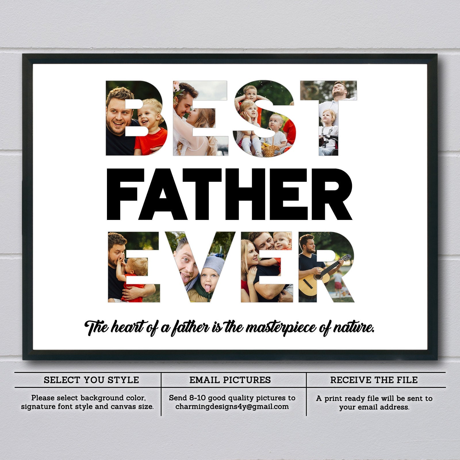 Best father ever photo collage printable, Gift for dad printable, Fath