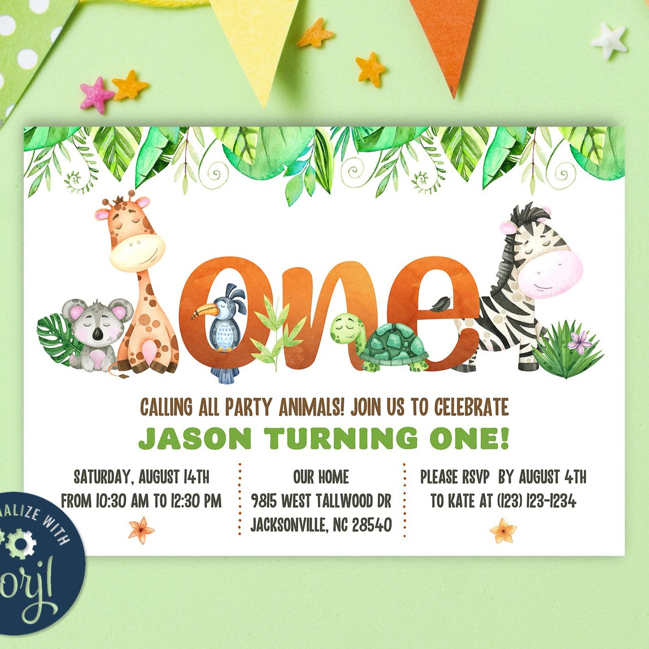 safari invitations 1st birthday