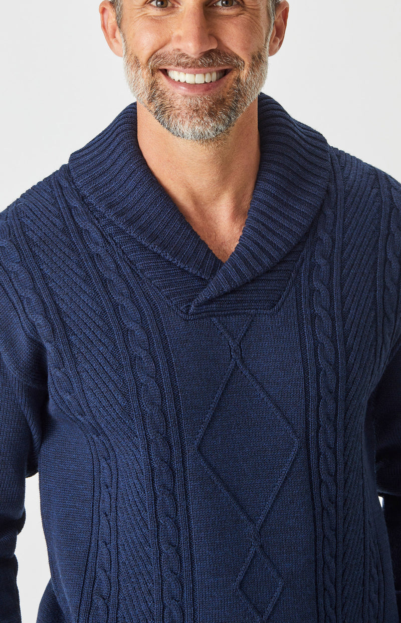 Collins Cable Shawl Sweater | Aklanda Australia
