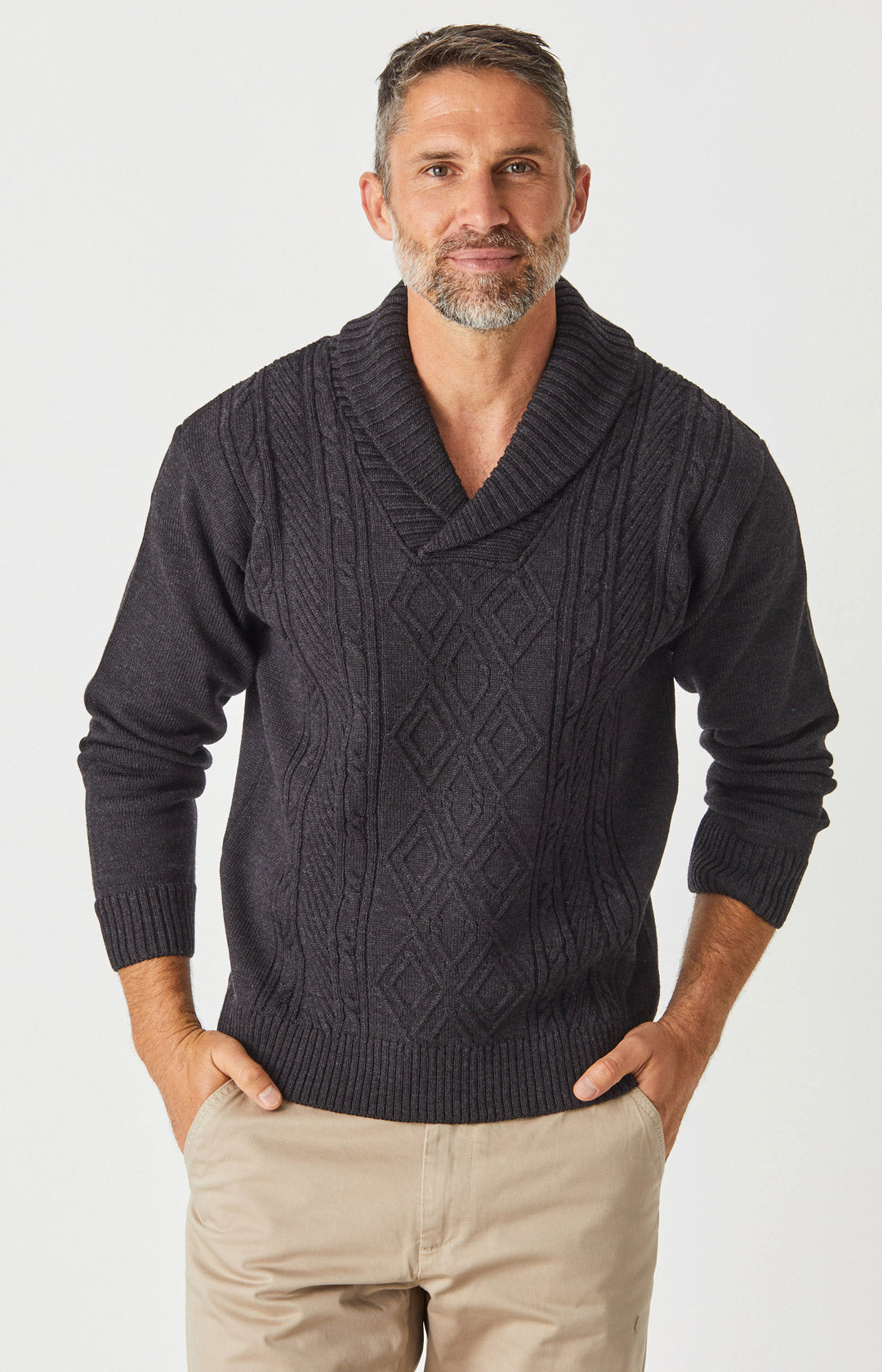 Aaron Cable Shawl Sweater | Aklanda Australia